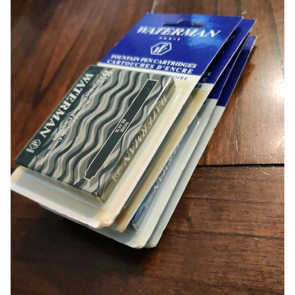 New! Waterman Fountain Pen Refills Black & Blue/Black 32 Cartridges / 4 Packs - Picture 2 of 6
